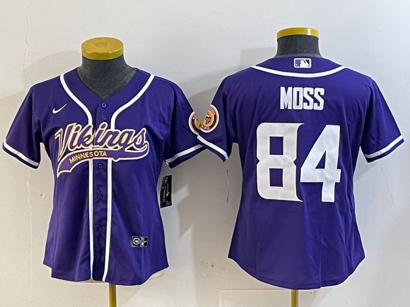 Youth Minnesota Vikings 84 Moss Purple Joint Name 2024 Nike Limited NFL Jersey style 2